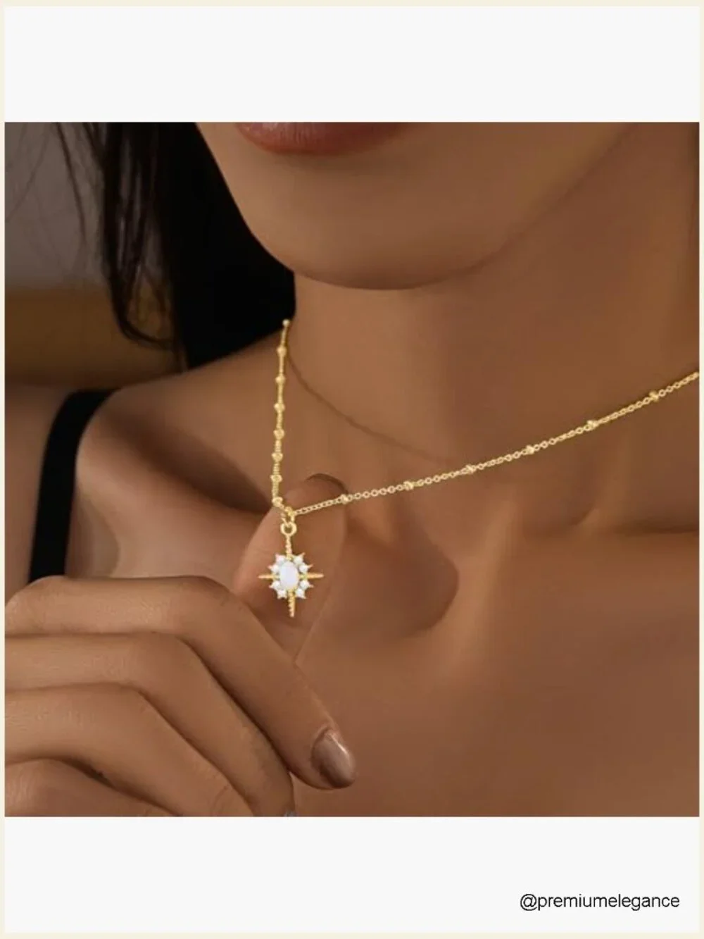Dainty Gold Layered Star Opal Pendant Necklace Set Choker